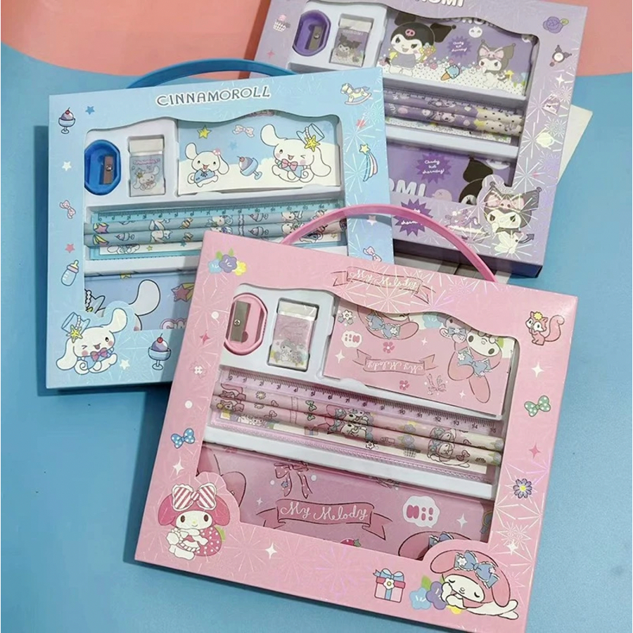 

STUDY SET 8002 SANRIO | ALAT TULIS SEKOLAH PENSIL SET 6 IN 1 SET PENSIL SANRIO KUROMI LABUBU