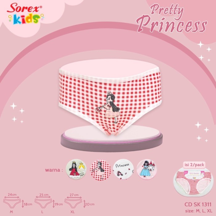 2PCS CELANA DALAM ANAK PEREMPUAN/ CD ANAK SOREX KEPIT  KIDS  SK 1300 unicorn ; 1311 pretty princess 