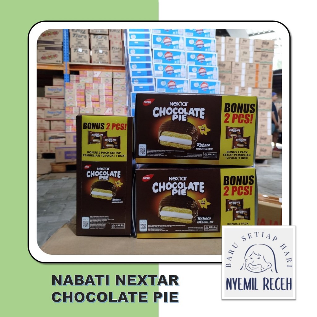 

(BARU!!) Nabati Nextar Chocolate Pie (12 + 2 pcs) Marshmallow Berselaput Coklat