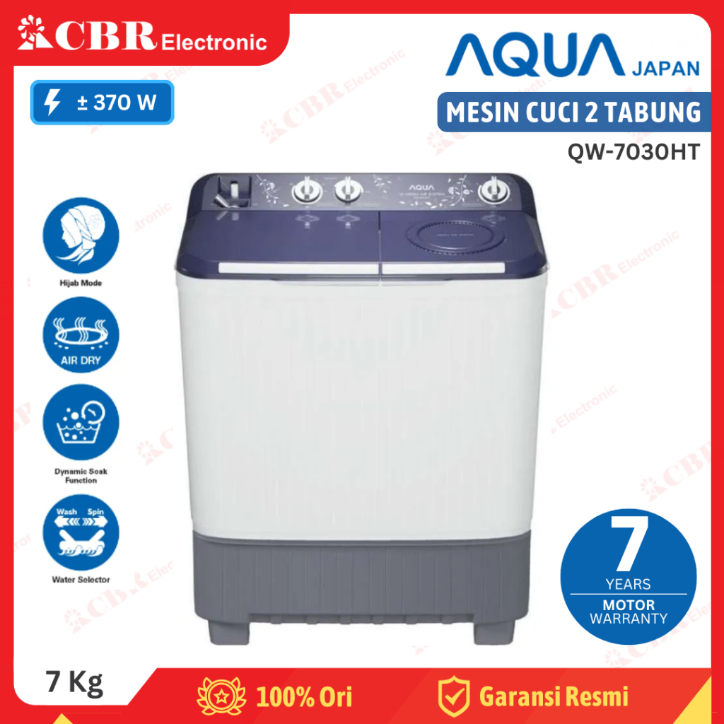 Mesin Cuci AQUA 2 Tabung 7 KG QW-7030HT (Manual) - Batam