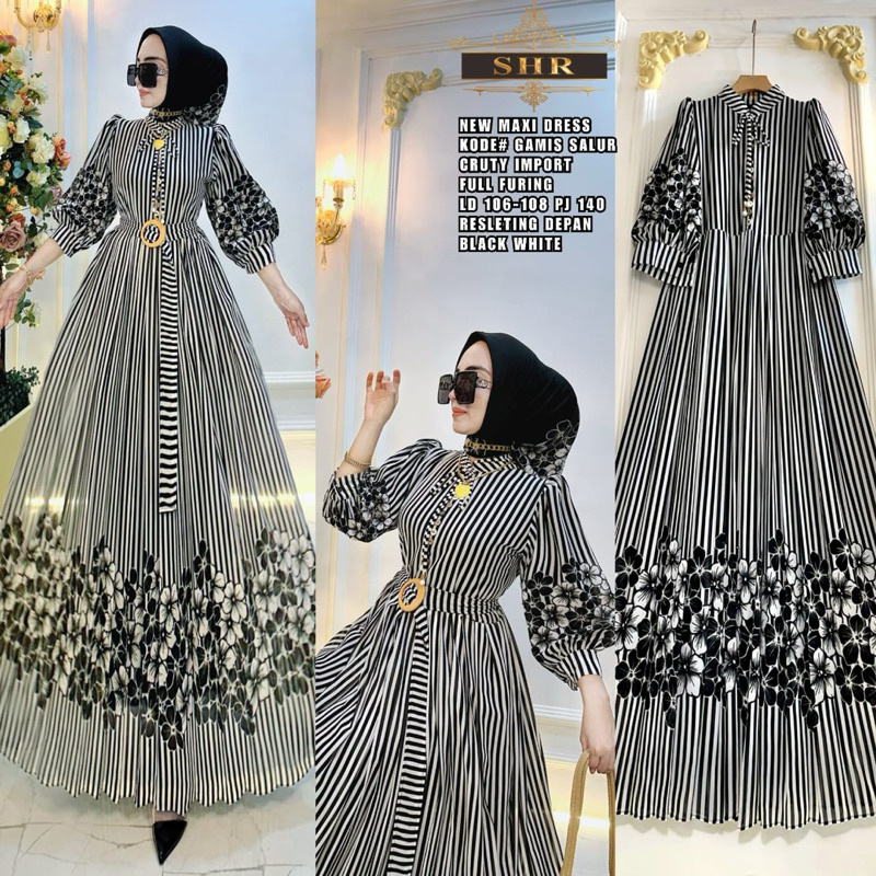 Gamis salur mix bunga by SHR ceruty premium