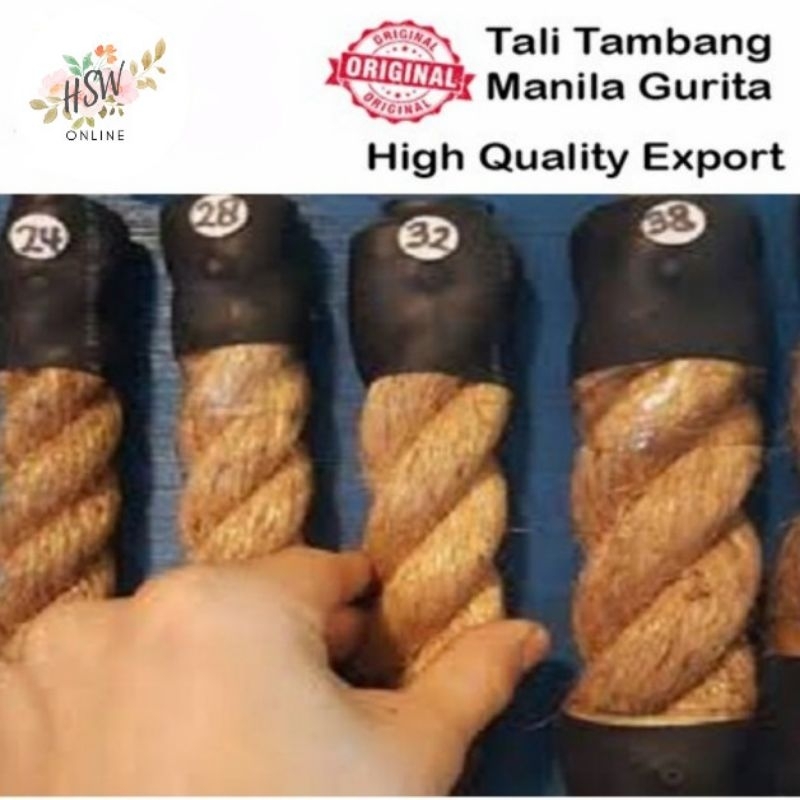 Tali Tambang Besar Manila 38mm 40mm Tampar Goni Rami Dadung Kapal  Proyek Kuat Tali Tambang Coklat J
