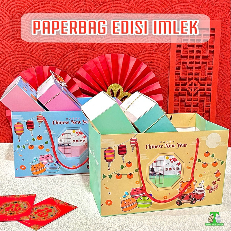 

Paperbag Edisi Imlek Chinese New Year Tas Tenteng Imlek | Tas Hampers Imlek Gong Xi Fa Cai | Paper bag Kantong Tas Tenteng Kotak Kue Toples Kuker Imlek | Packaging Imlek Gift Box