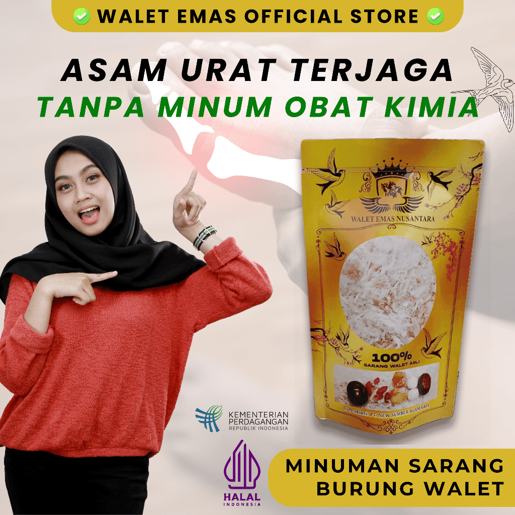 

WALET EMAS NUSANTARA | Sarang Burung Walet - Herbal Obat Alami Asam Urat Atasi Nyeri Sendi Tulang