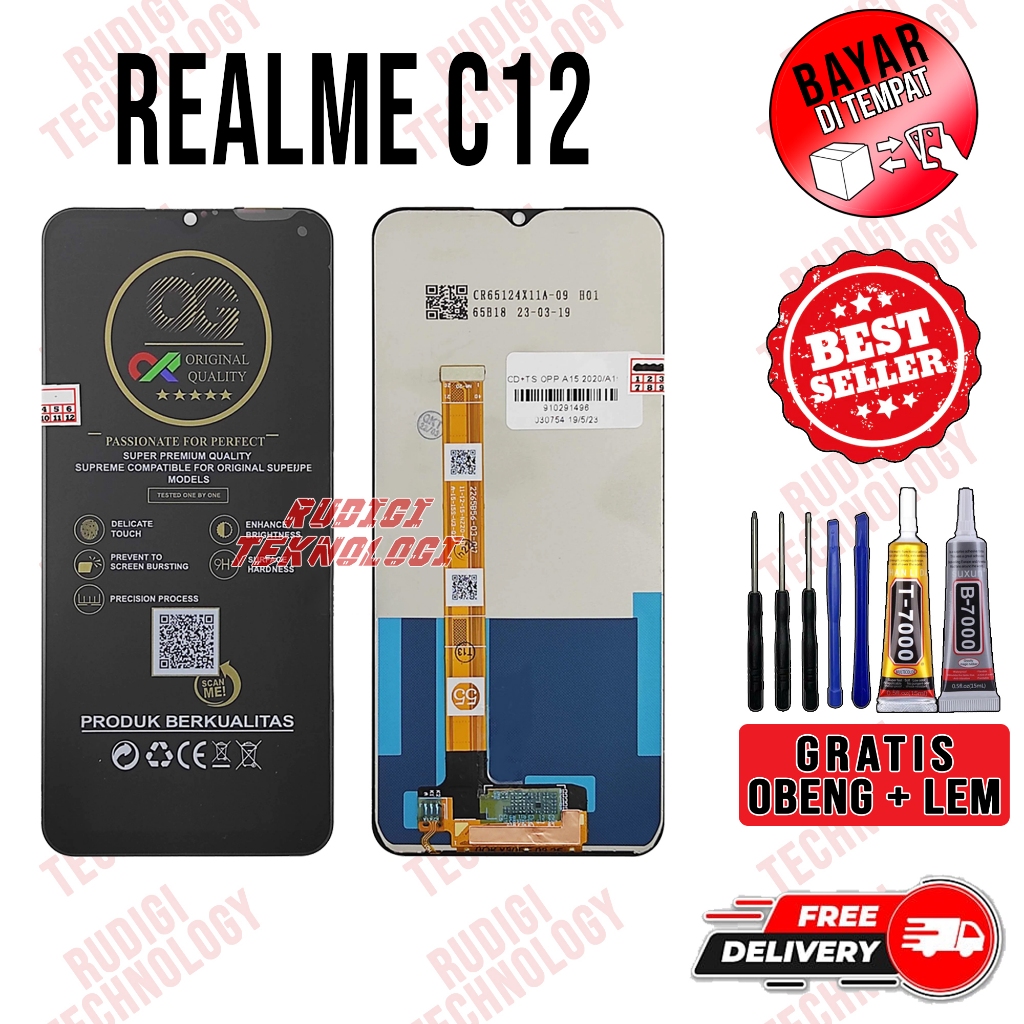 Lcd REALME C12 Original Lcd Touchscreen REALME C12 Fullset GRATIS LEM OBENG