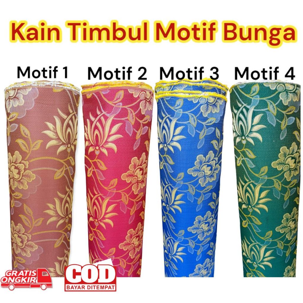 RB Kulit Bahan Kain Furniture Kursi Sofa Jok Motif Timbul Variasi Bunga Murah Meteran