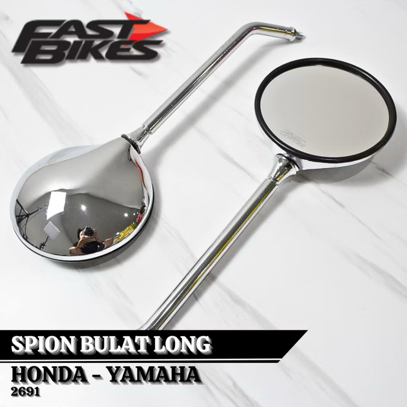 Spion Vespa Long Classic Retro Fastbikes Spion Panjang Klasik Model Bulat Panjang Chrome Spion Motor