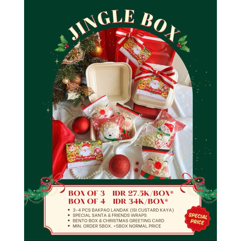 

JINGLE BOX isi 4pcs - Hamper Christmas mini bagi2 bakpao landak