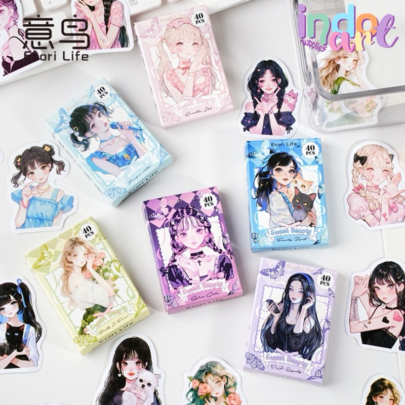 

(IAS) KK5 - Sticker Deco Journal Scrapbook Idol Girl Anime K Pop Singer School Cewek Pastel Shibuya Japanese Korean Sweet 40 pcs/set