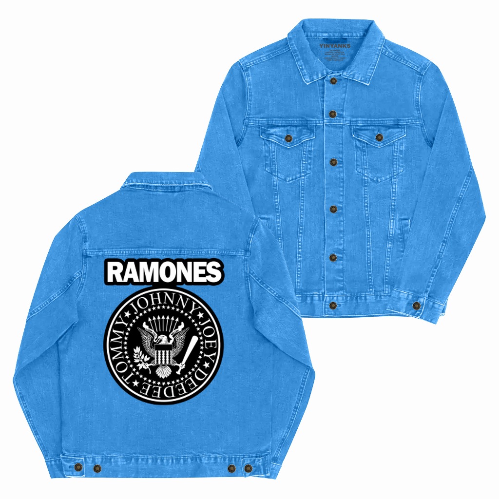 Yinyanks Blue Jacket Denim Ramones Logo Jacket Jeans
