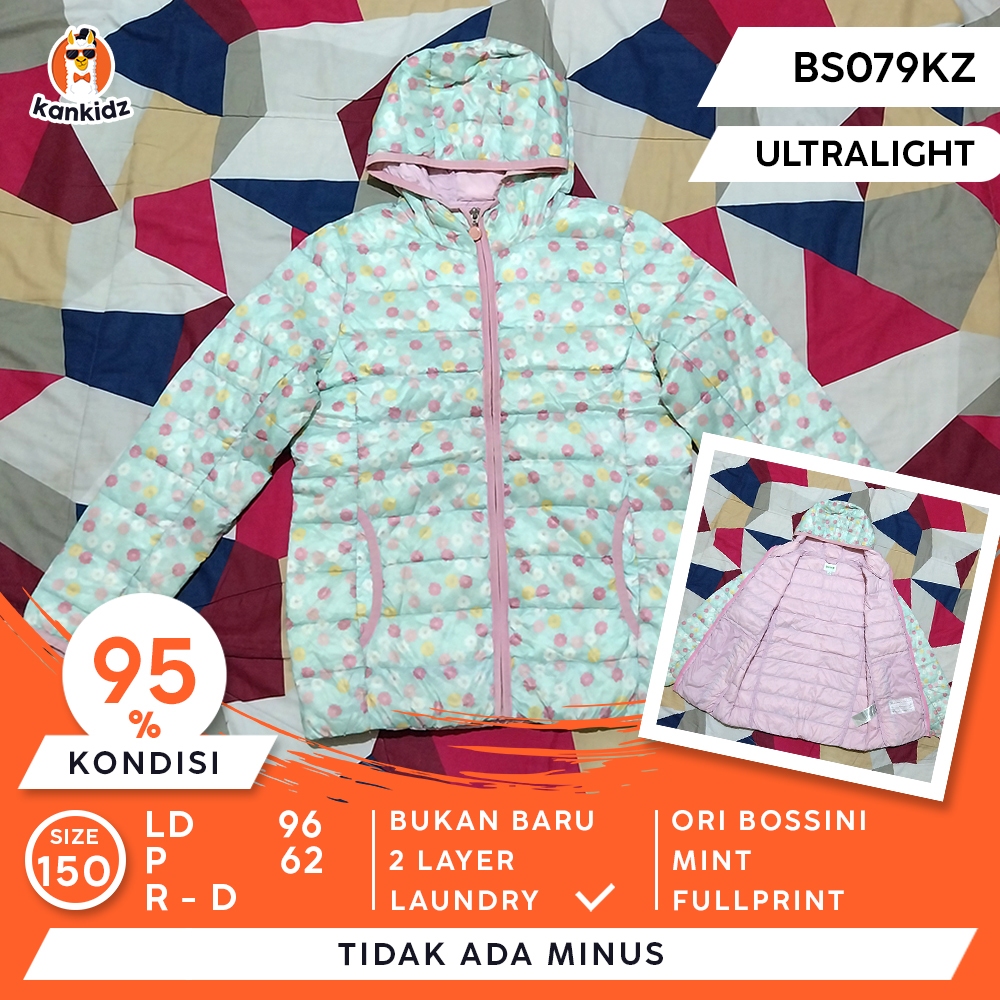 SIAP PAKAI | Jaket Ultralight Bossini Fullprint Bunga | Mint Size 150