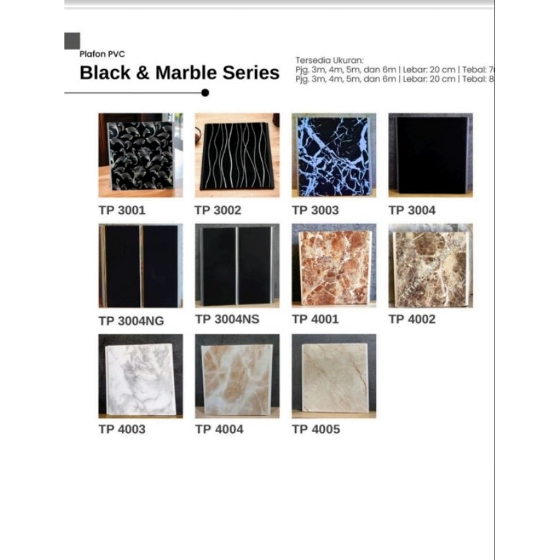 Plafon PVC Black & Marble Series 4M, 5M, 6M Titian PVC