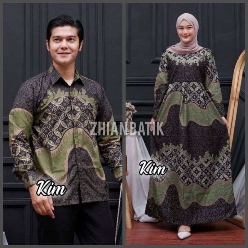 Kawung Ijo Gamis Couple Batik Sarimbit Keluarga Motif Etnik Modern Terbaru Batik Pasangan