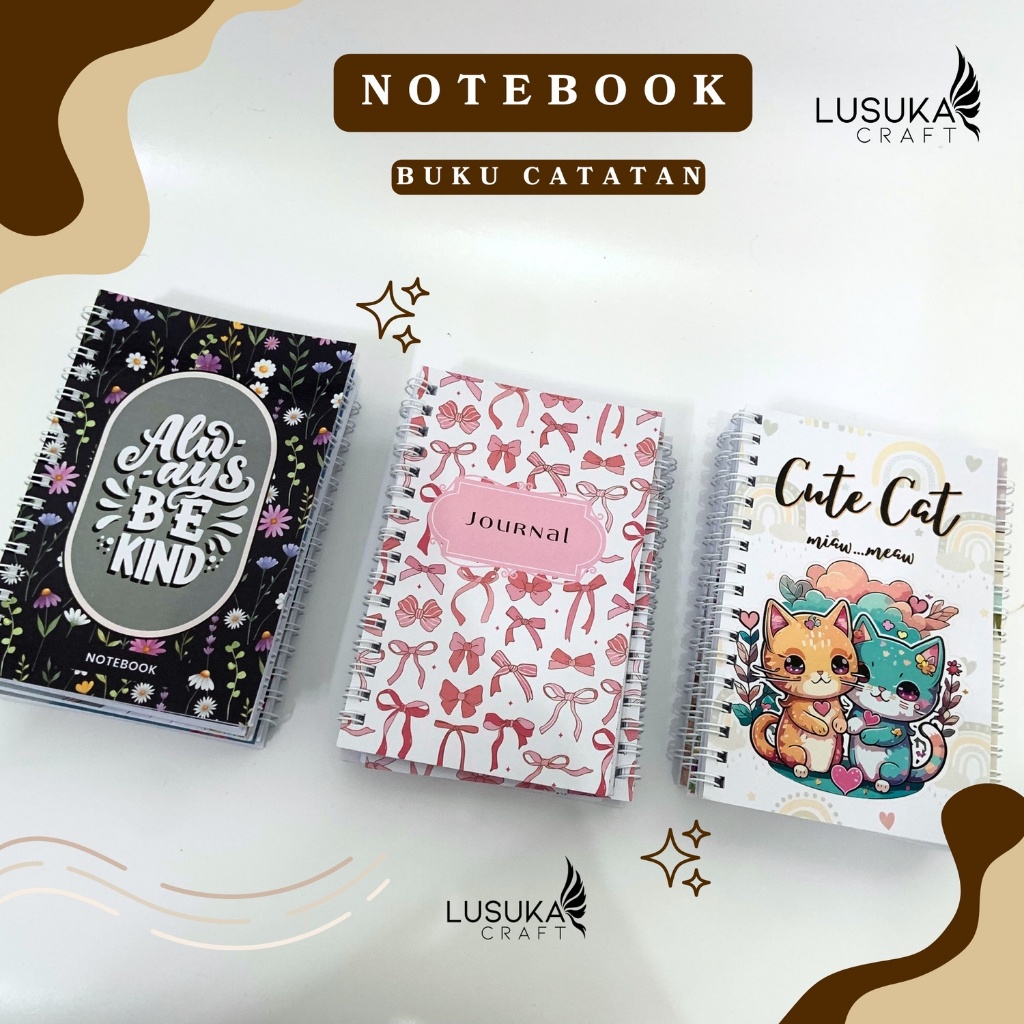 

Notebook Buku Catatan, Dairy, Potrait Bergaris A6, Story Book Kado Gift Lusuka.Craft