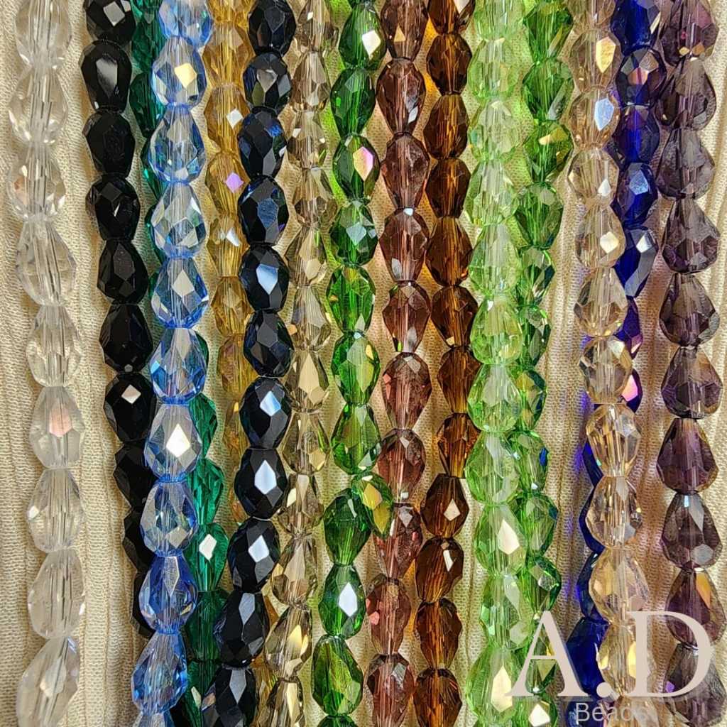 Kristal Ceko Tear drop 6mm Manik Kristal TETES AIR Bahan Kraft Kristal Bahan Craft COLSAB LAB DOFF M