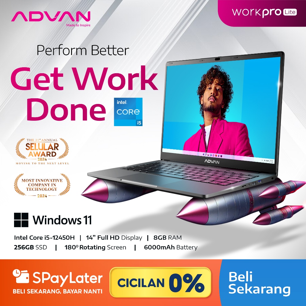 ADVAN Laptop Workpro Lite Intel Core i5-12450H / Intel Core i3 / 14”IPS FHD 8GB 256GB Windows 11