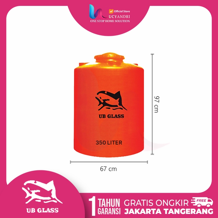 Tangki Air UB Glass TP 350 Toren Tandon Plastik 300 Liter Ready siap kirim