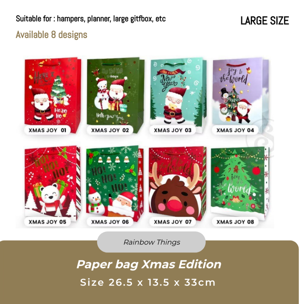 

Paper Bag Natal ukuran besar / Christmas Goodie bag 8 Motif