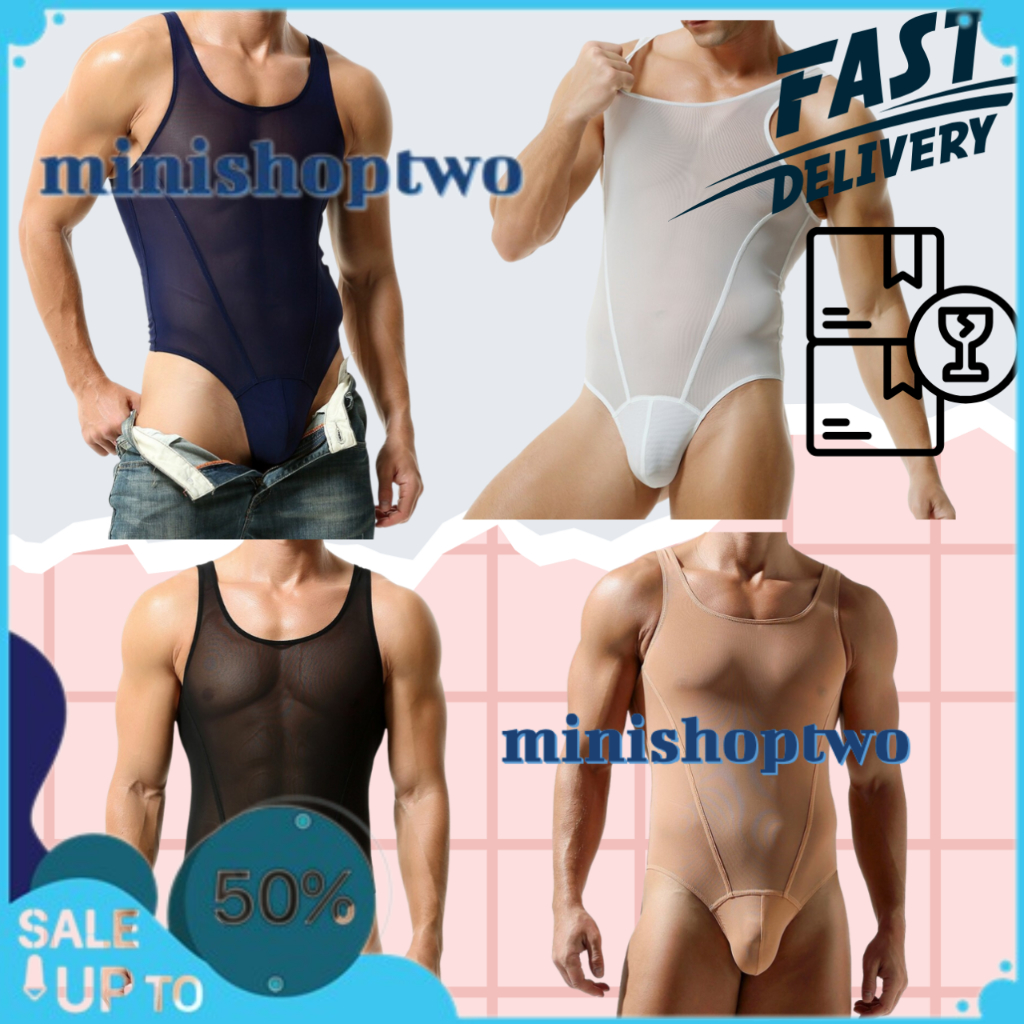 BODYSUIT PRIA STRING BACK SEMI TRANSPARAN 4 COLOR MINISHOPTWO