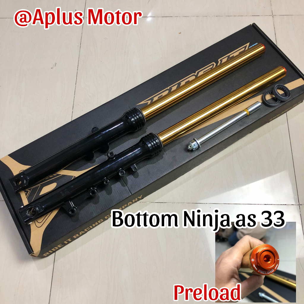 As Shock Set Tabung Ninja Bottom Skok Depan Ninja As 33 Preload Cnc Ride It