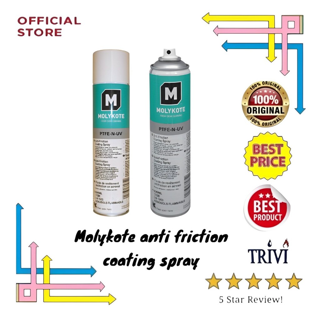 Molykote ptfe-n-uv anti friction coating spray dry lubricant 400 ml.