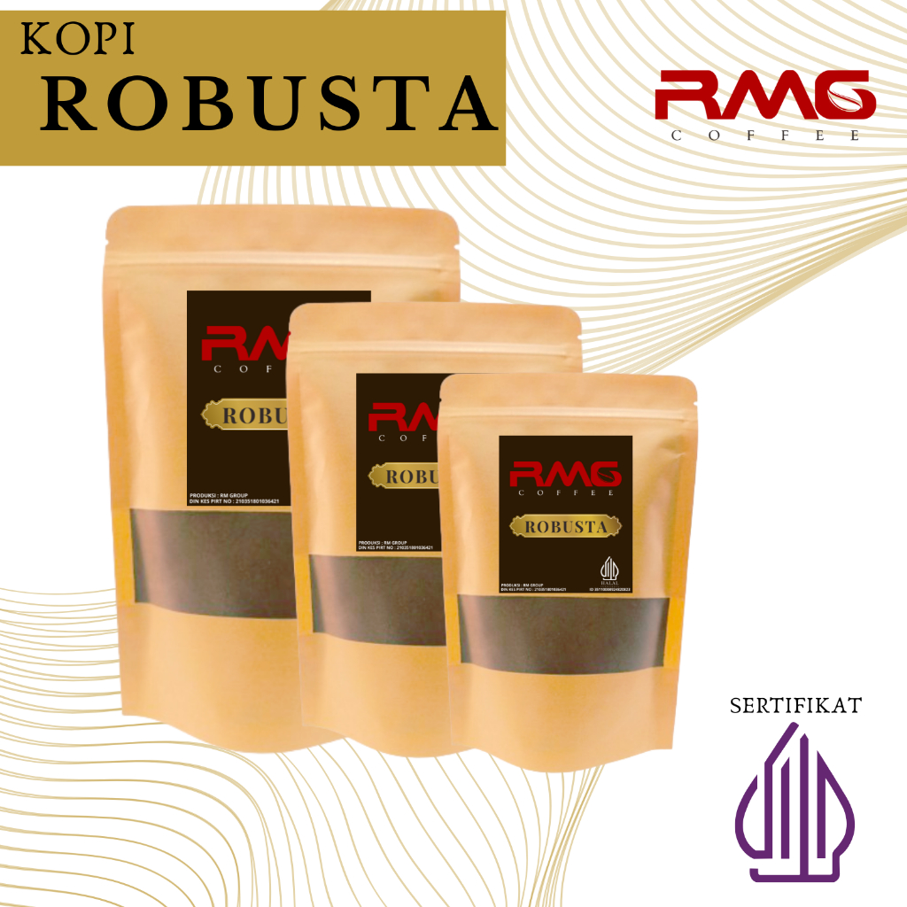 

Bubuk Kopi murni Robusta RMG isi 400 Gram Rasa di jamin mantap