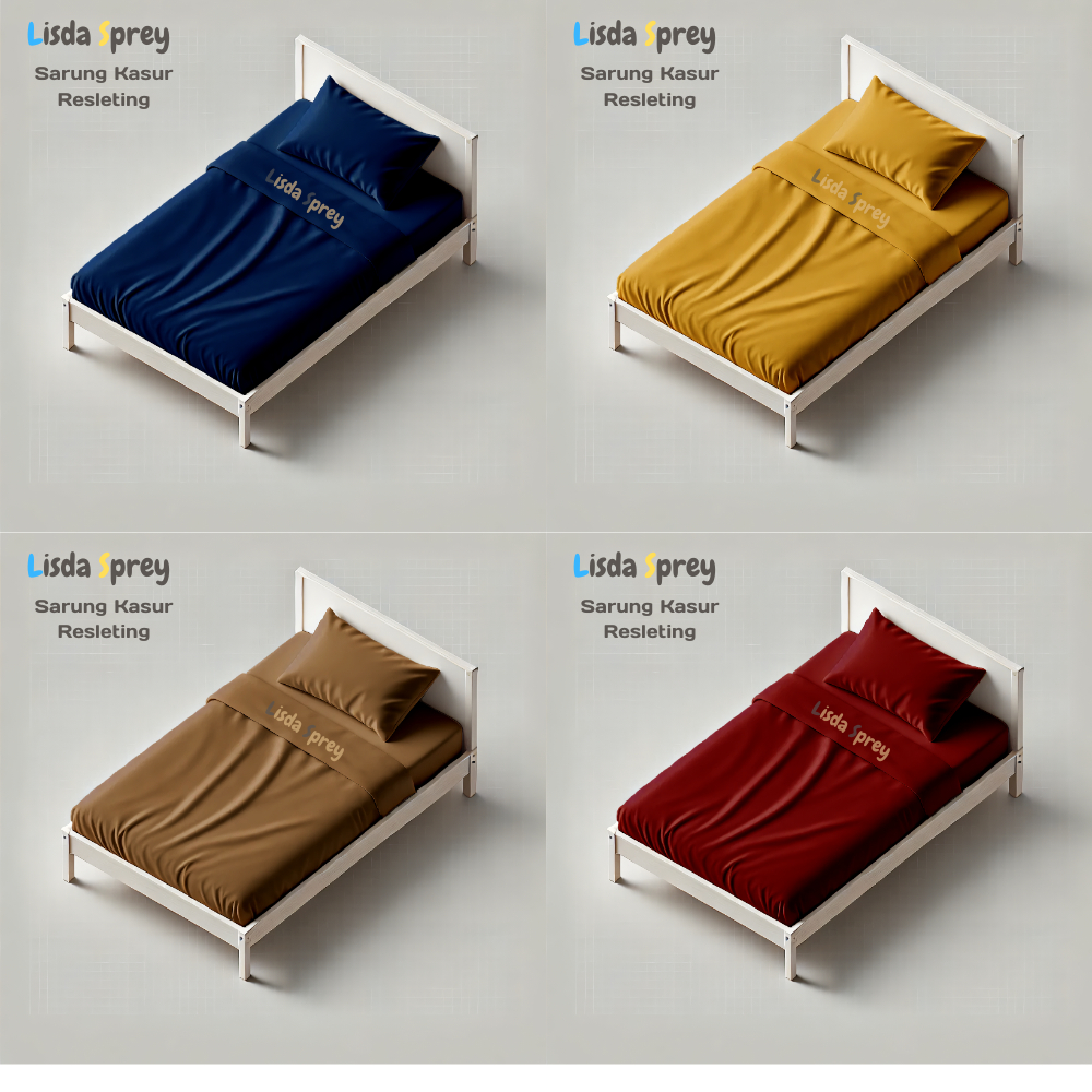 Sarung Kasur Polos Sprei Resleting 70x200x5 70x200x10 Custom Single Size