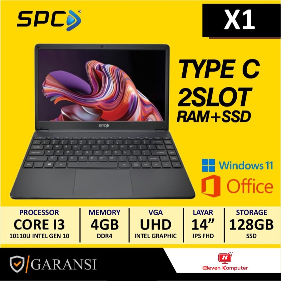 LAPTOP NOTEBOOK Core I3 10110u-8GB DDR4-256GB SSD-FHD-IPS-14inc-W10-SPC X1 bukan AXIOO - 4GB/128GB