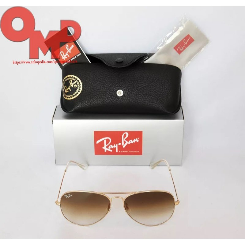 Fashion Kacamata RayBan Aviator RB 3025 001 3E 58 Metal Gold Light Pink Original