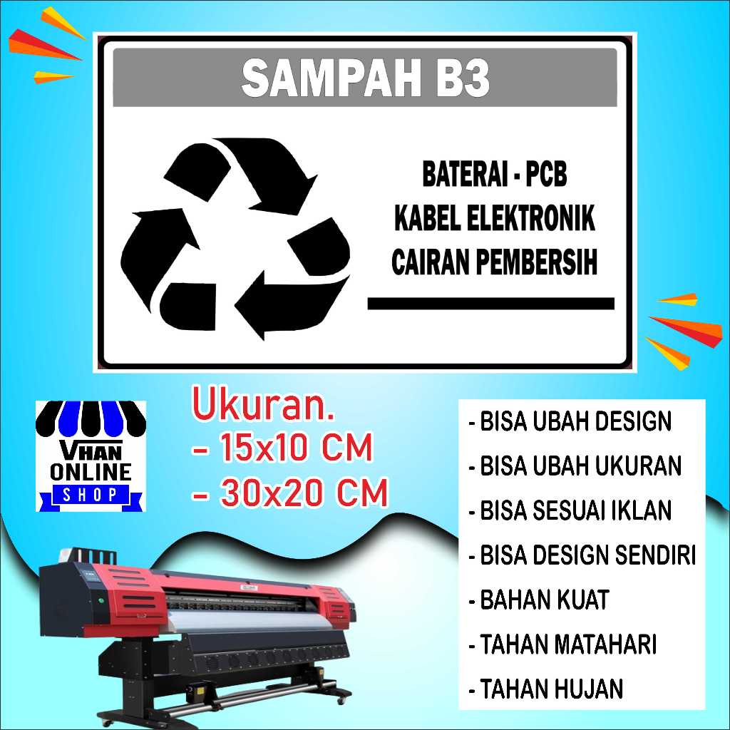 

Cetak Sticker Untuk Tempat Sampah Elektronik Bahan Kuat Putih