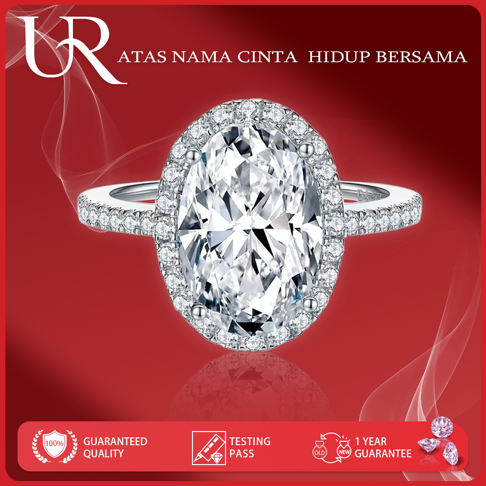 [UR Jewelry Official] Cincin Moissanite Wanita/Cincin Wanita Elegan Berlian Desain mewah /Premium Pe