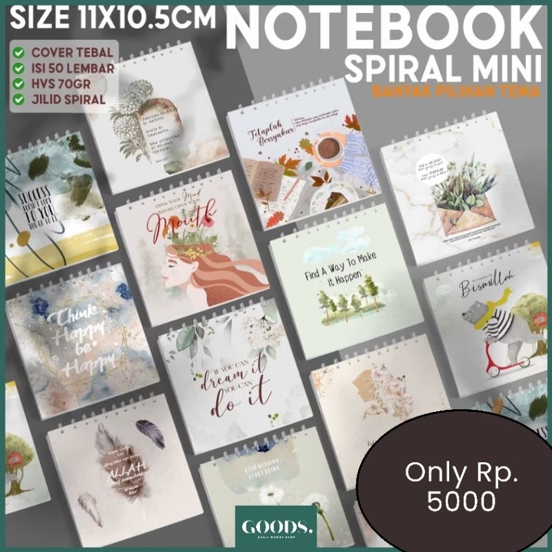 

Notebook Spiral Mini Kekinian | Notebook Minimalis | Notebook Aesthetic | Ukuran 11x10,5 Cm