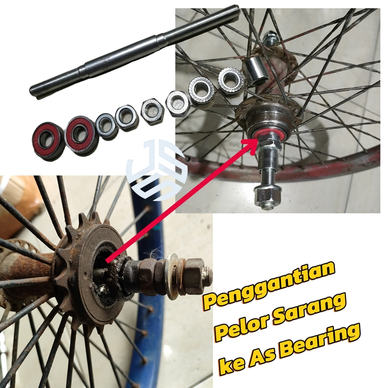 As bearing Satu Set hub Sepeda Pelek Belakang Ukuran bering 6000 mur as 15 sepeda anak BMX lipat fed