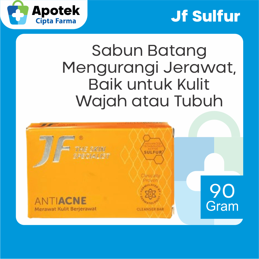 JF Sulfur Anti Acne Soap Lanolin Parfum Gliserin Asam Salisilat Sabun Batang untuk Jerawat Kulit Ber