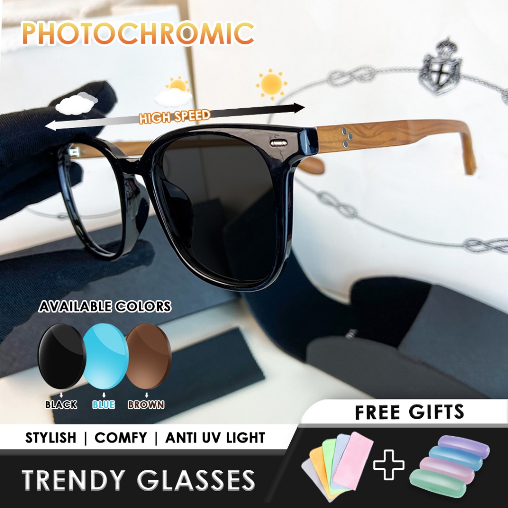 (Free Box & Lap)(cod)(G5088)Kacamata Photocromic Anti Radiasi kaca mata Minus Wanita Pria Cowok Elas