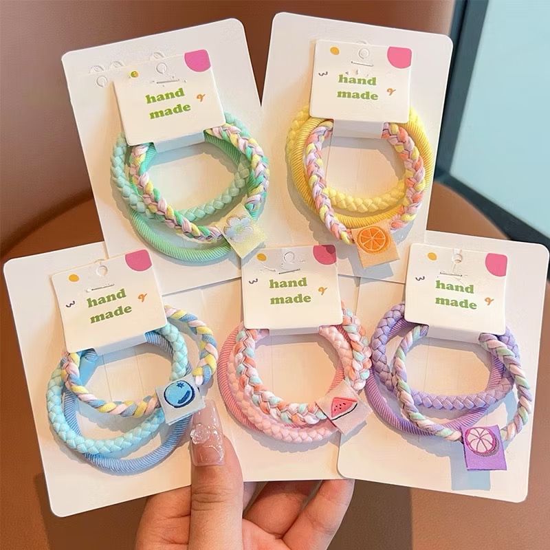 3in1 Karet Rambut Anak Sekolah Perempuan Cewek Warna Warni Ikat Aksesoris Rambut Kado Ulang Tahun