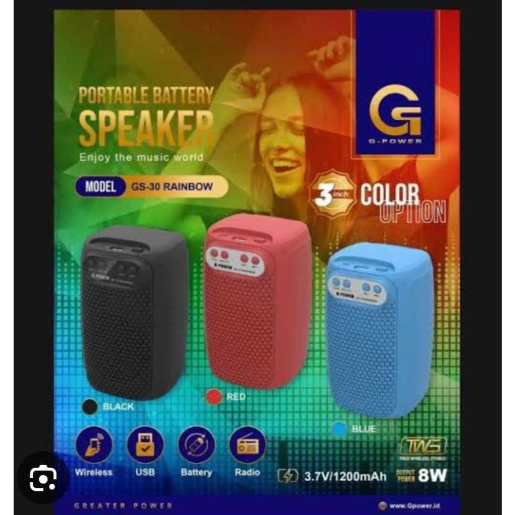 GPOWER Speaker Bluetooth portable wireless GS-30 GO Full warna Garansi Resmi