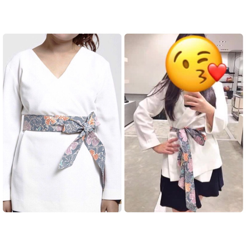 NEW Baju atasan putih Blouse putih lengan panjang wanita model kimono Size S