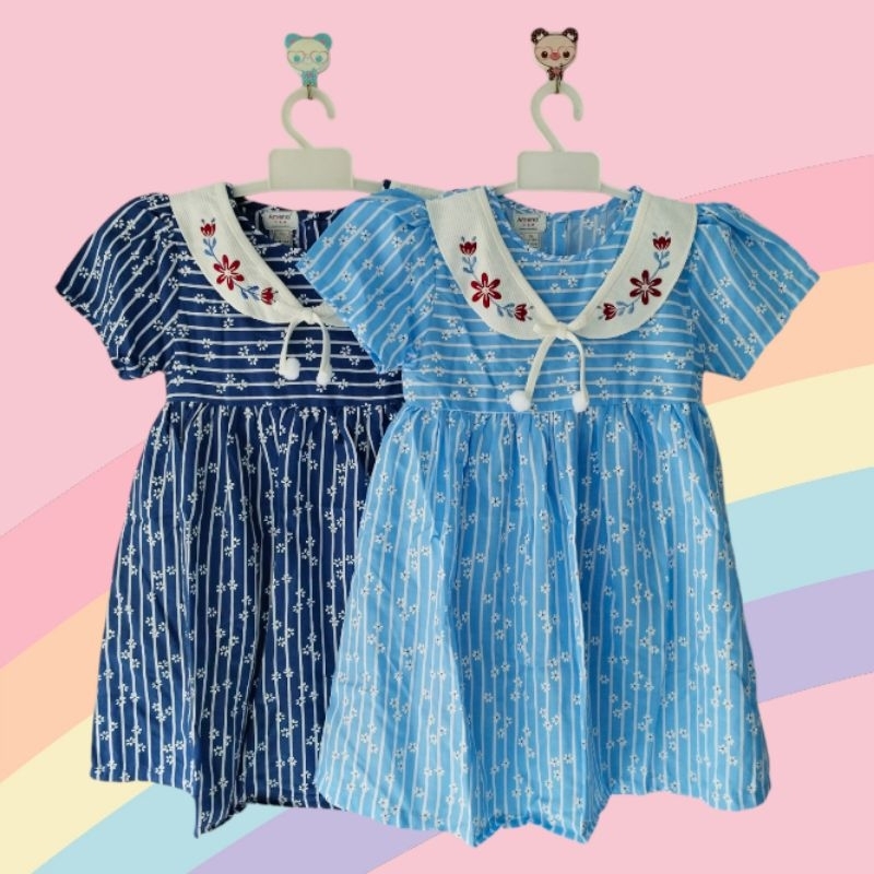 Dress anak salur bunga usia 5-6 tahun /Dress anak lucu / dress Amena junior