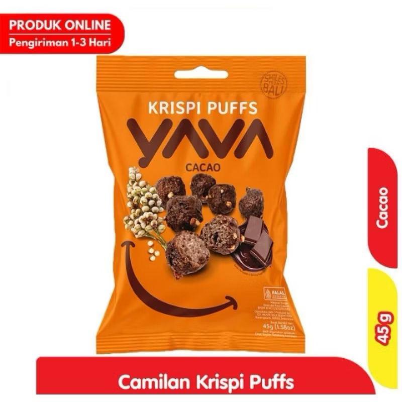 

TERMURAH!! East Bali / YAVA Cashews Krispi Puffs Mente Manis / Cokelat 45gr, KRISPI PUFF YAVA - MENTE MANIS - COKELAT 45 gram