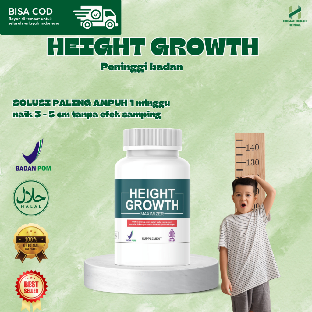 TERBAIK H-GROWTH Peninggi Badan BPOM Original Terlaris -suplemen penambah tinggi badan-penambah ting