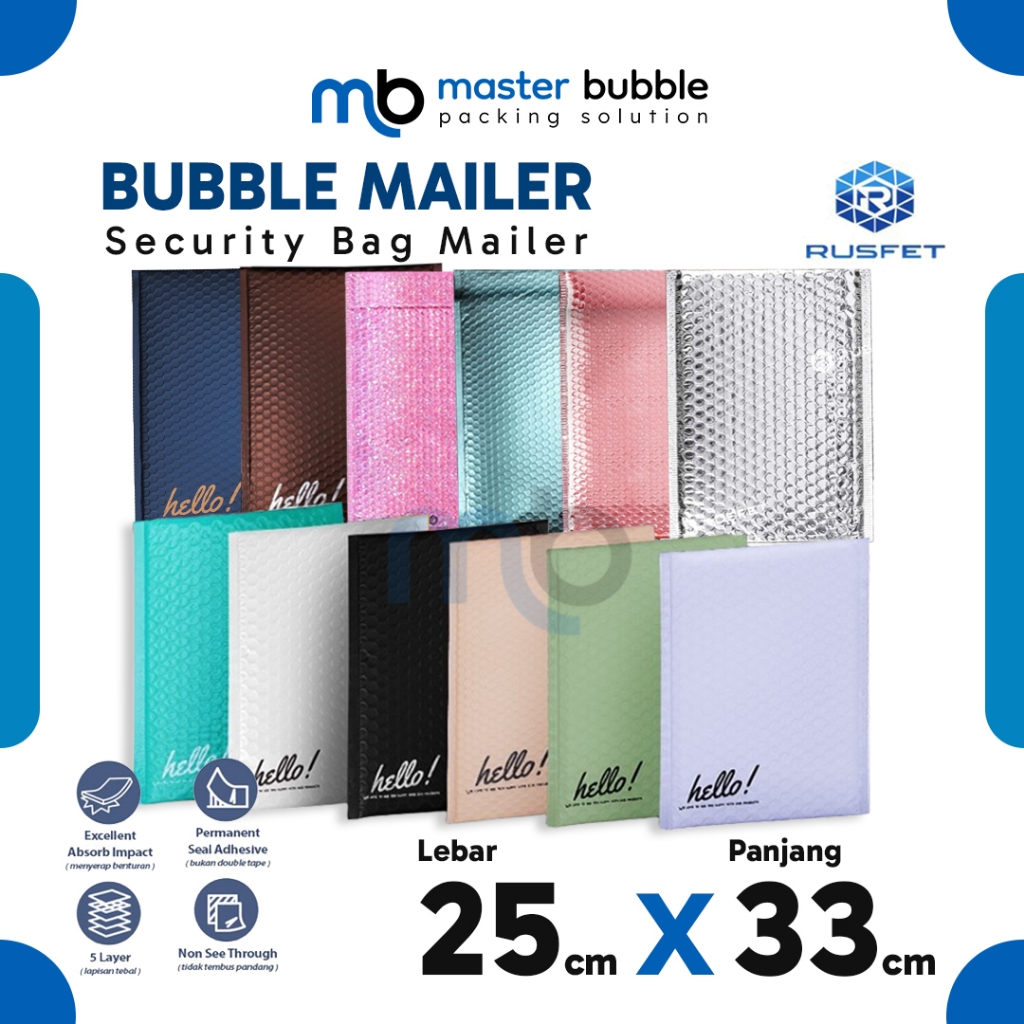 

Bubble Mailer Amplop Varian 25 x 33 cm Envelope Security Bag Mailer Packing Harga Ecer Merk Rusfet