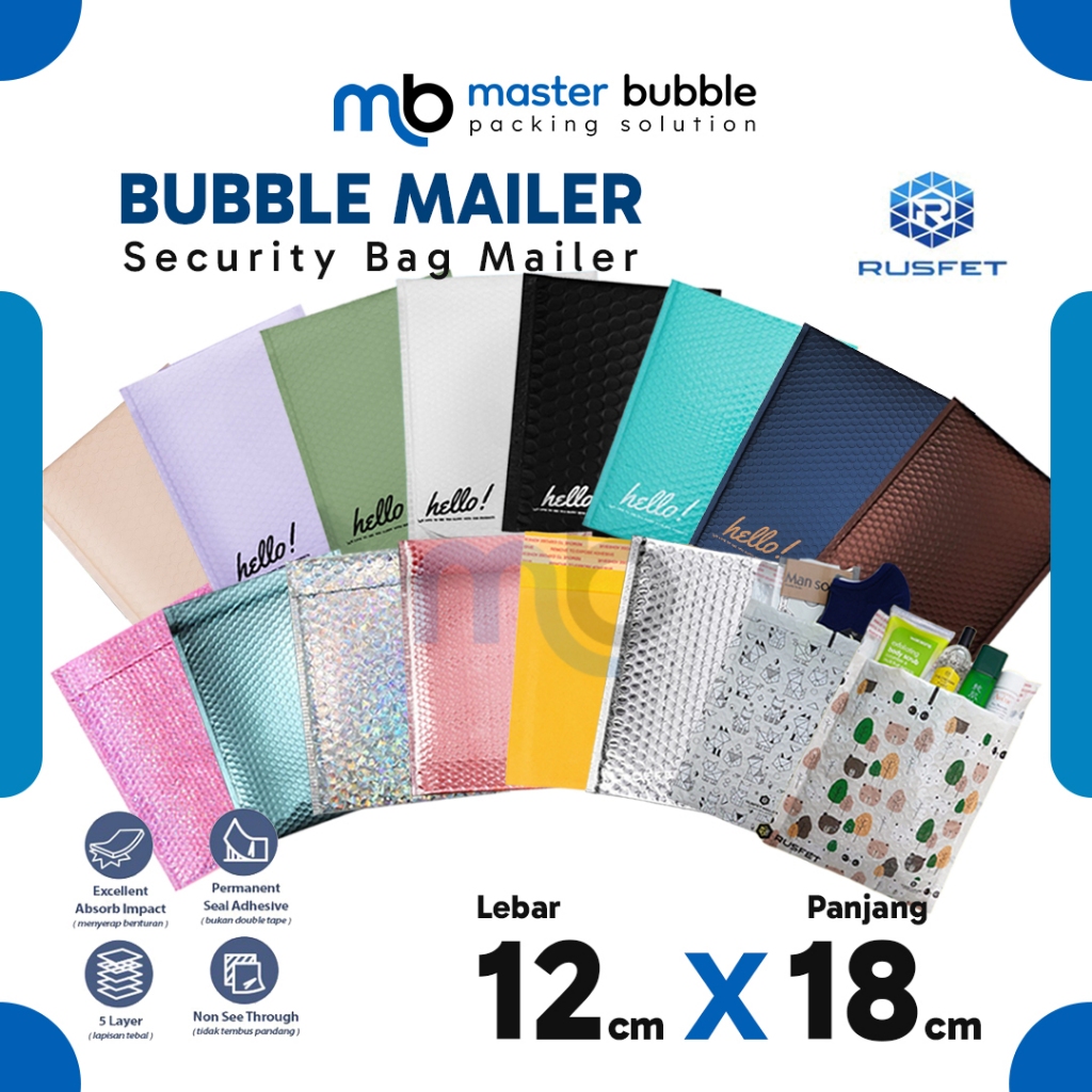 

Bubble Mailer Amplop Varian 12 x 18 cm Envelope Security Bag Mailer Packing Harga Ecer Merk Rusfet