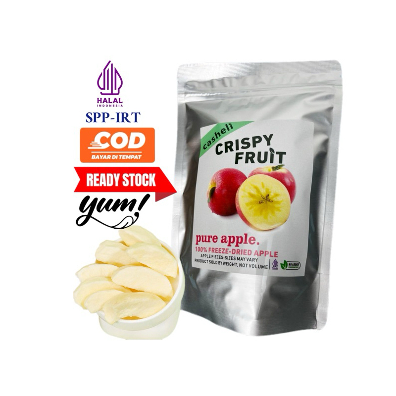 

casheli Apple Kering Crispy Freeze Dried Apple Crunchy Apel Snack Buah Asli