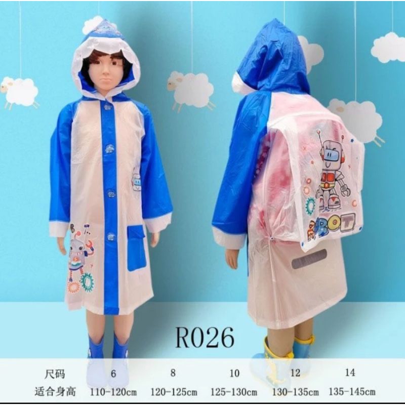 Jas Hujan Anak / Mantel hujan anak kartun / jaket hujan anak dengan tas ransel