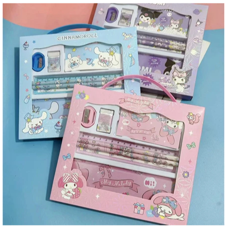 

STUDY SET 8002 SANRIO | ALAT TULIS SEKOLAH PENSIL SET 6 IN 1 SET PENSIL SANRIO KUROMI LABUBU