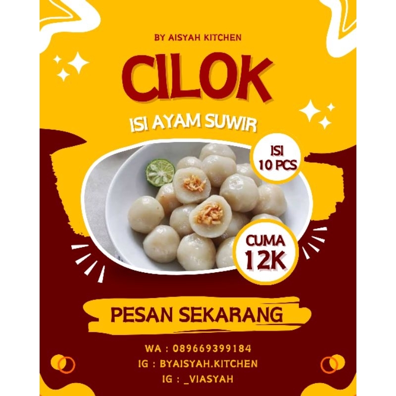 

Cilok Isi Ayam Suwir 10 Pcs