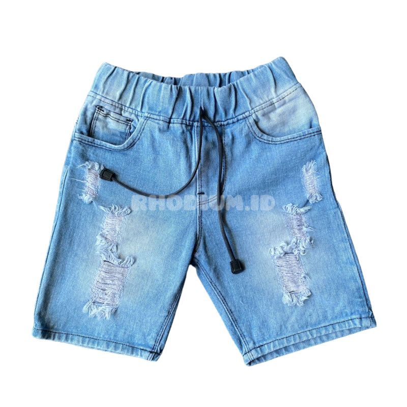 rhodium CELANA PENDEK JEANS SOBEK ANAK LAKI LAKI USIA 1-12 TAHUN matt jeans 10 oz