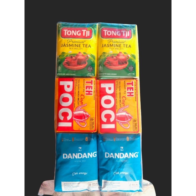 

paket teh ( dndg biru 2pcs / poci 2pcs / tj jasmine 40g 2pcs )