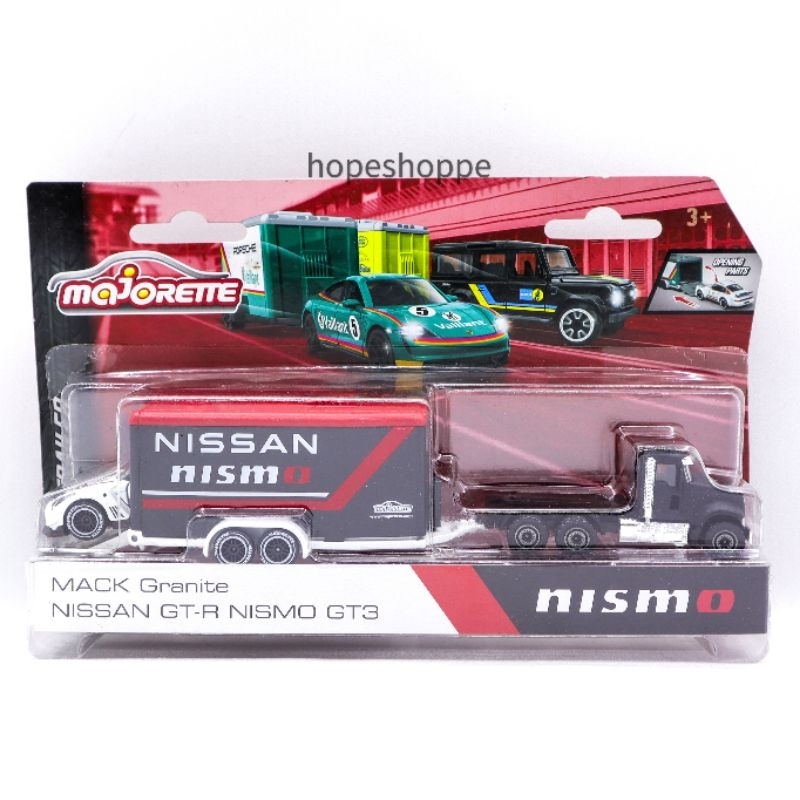 Majorette Trailer Race Mack Granite + Nissan GTR Nismo GT3 Original